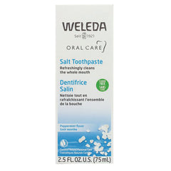 WEL006 | Weleda Salt Toothpaste box, Peppermint flavor, fluoride free, 2.5 fl oz (75 mL)