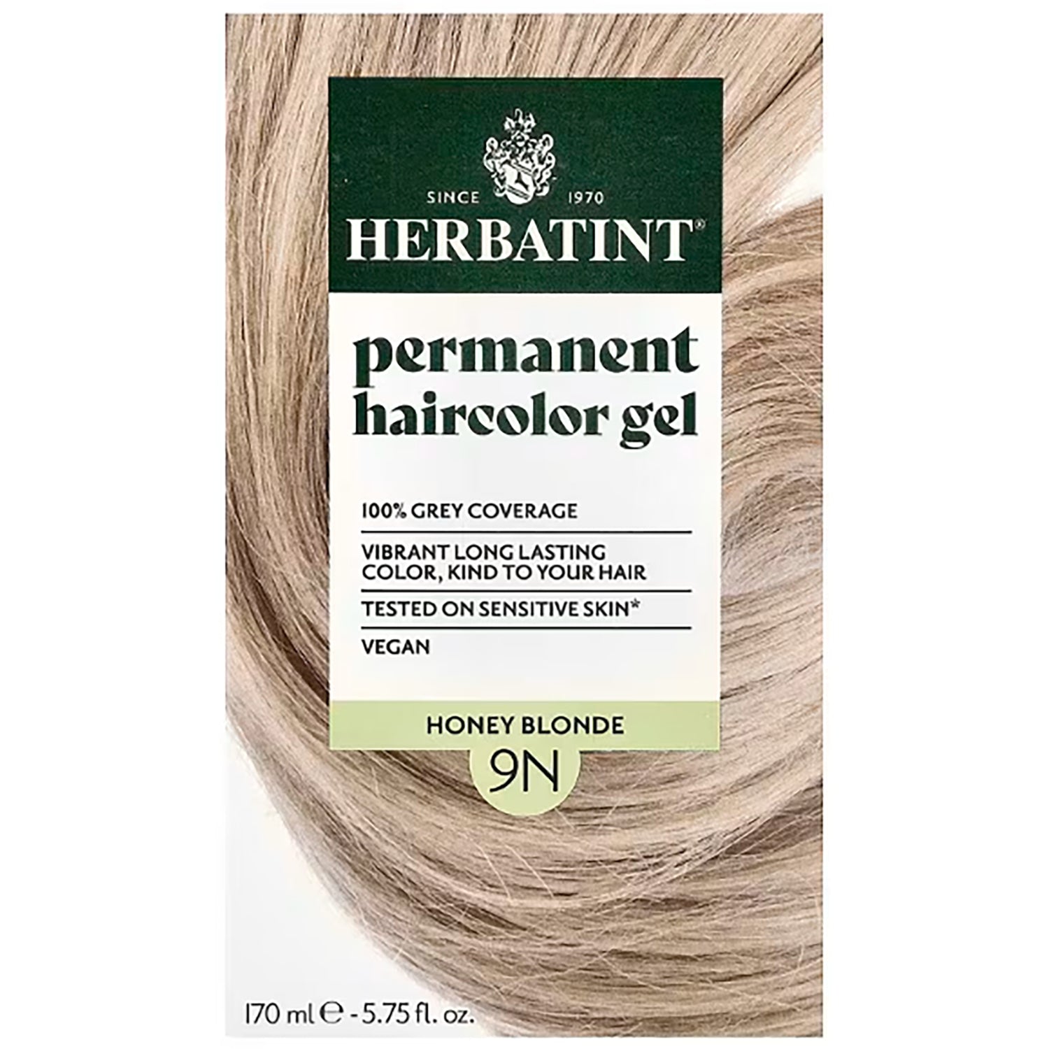 HBT009 | Herbatint permanent haircolor gel 9N Honey Blonde front packaging