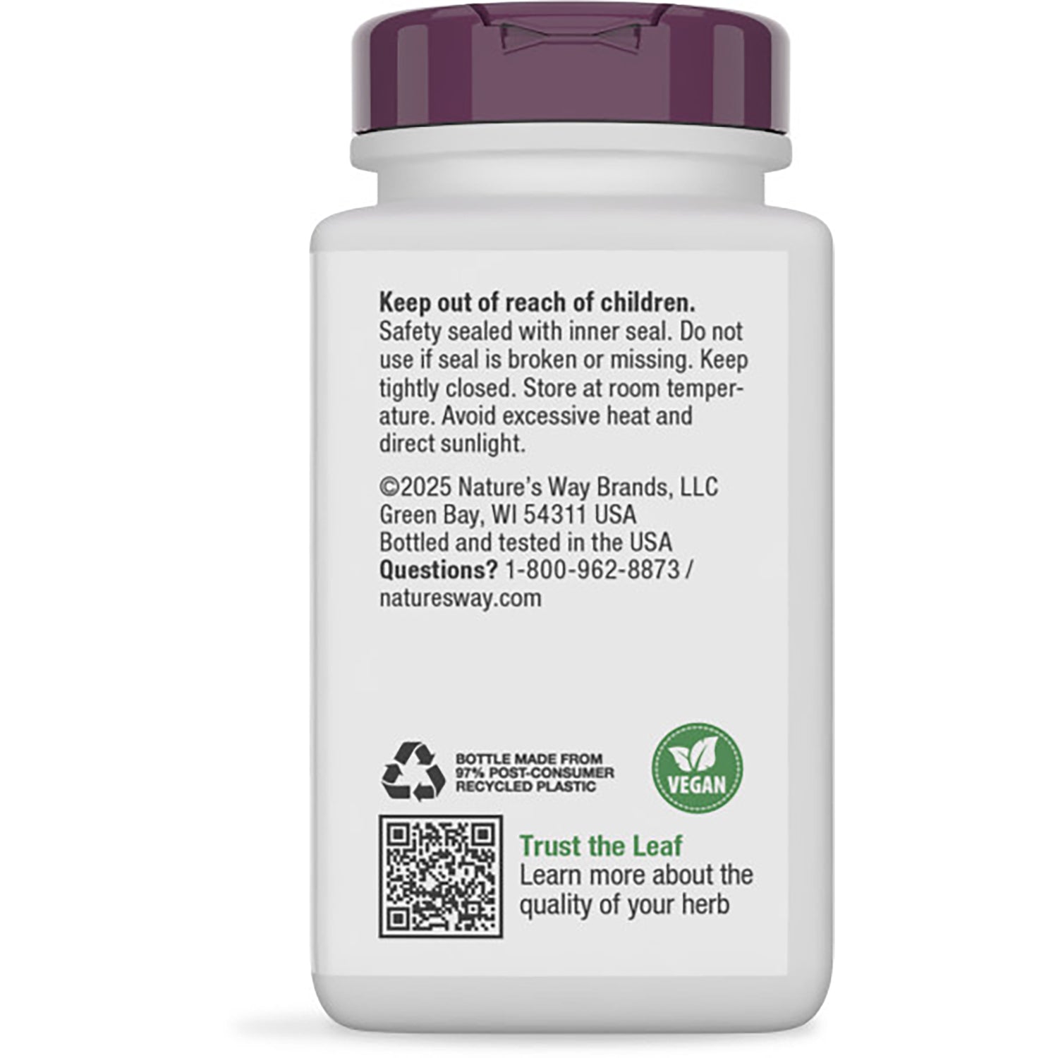 NW787 | Back of supplement bottle label reading safety and storage information