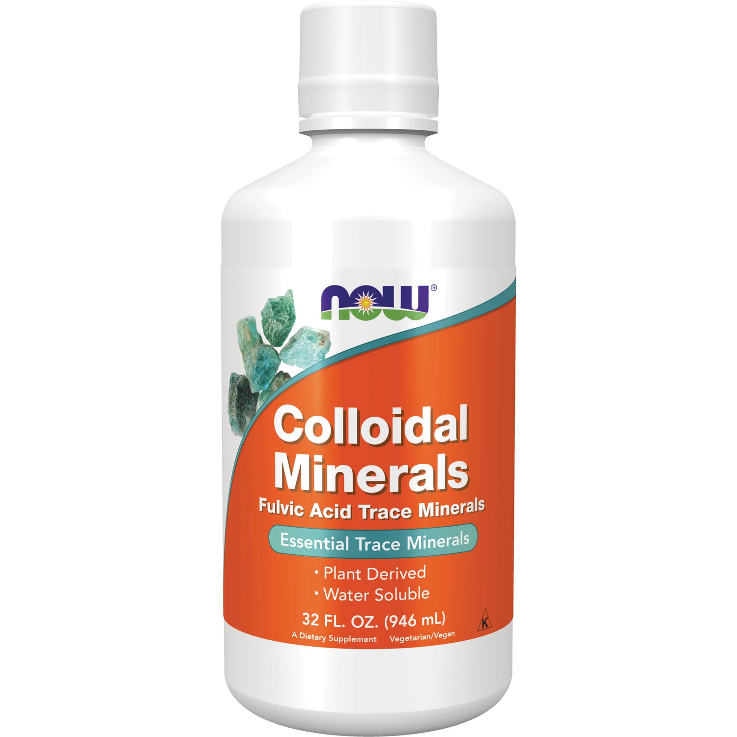 NWF1074 | NOW Colloidal Minerals liquid supplement 32 FL OZ bottle with orange label