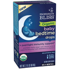 MMB006 | Mommy's Bliss Organic baby bedtime drops box with moon and sleeping baby illustration, USDA Organic label