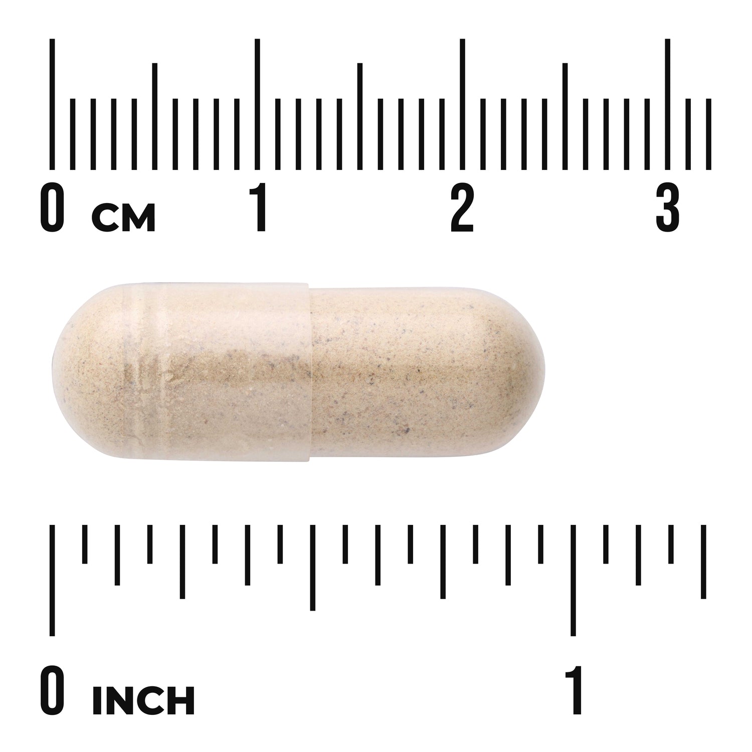 SW1491 | Beige capsule with size guide, ruler markings in cm and inches