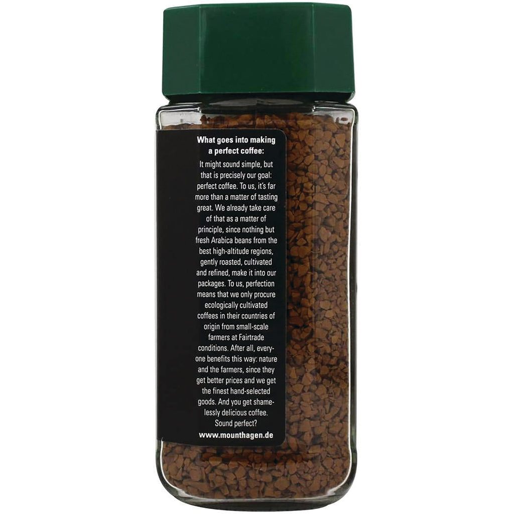 MTH005 | Back of glass jar of instant coffee showing black label text and visible coffee granules and www.mounthagen.de - Thumbnail