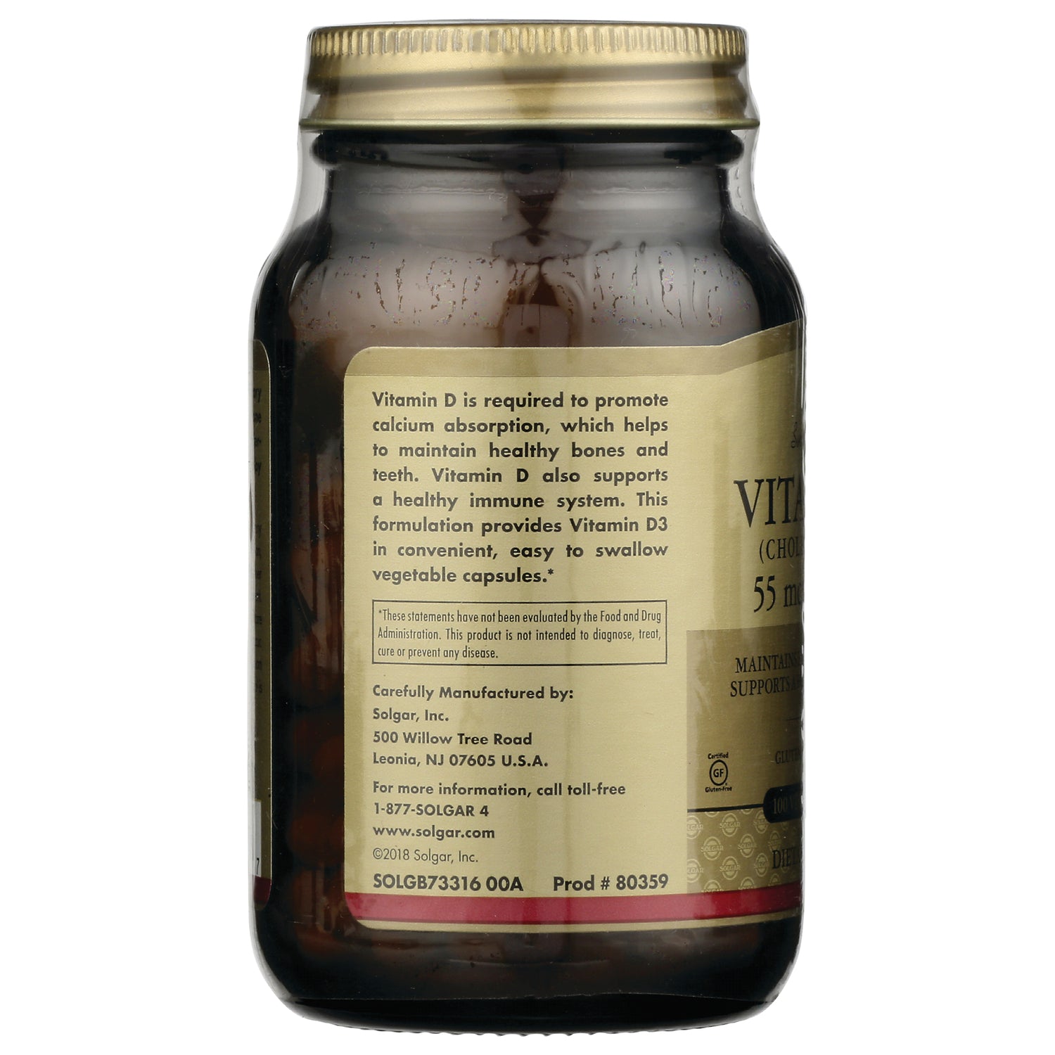 SLG249 | back label of Vitamin D supplement bottle showing benefits, directions, and manufacturer contact