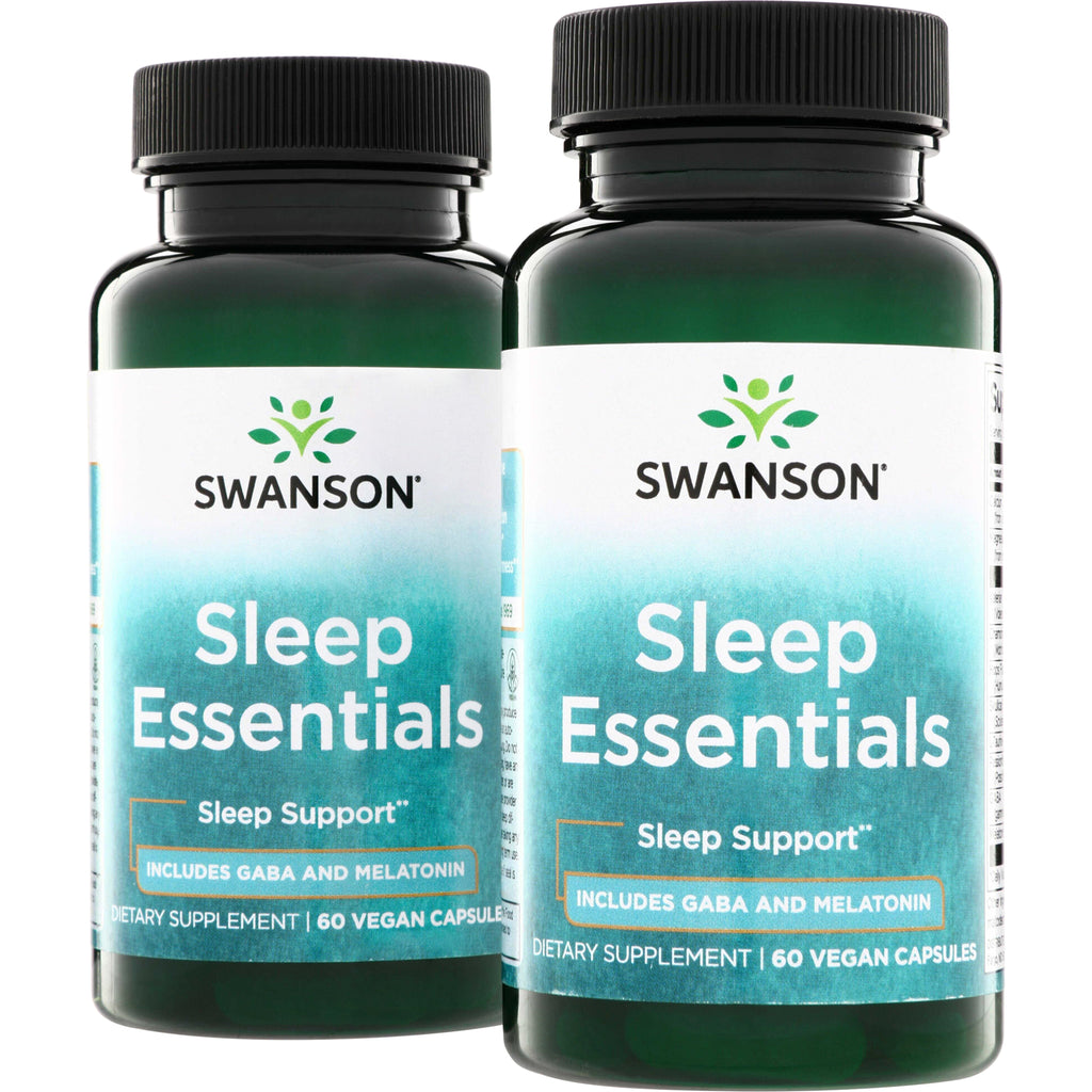 SWC105 | Swanson Sleep Essentials supplement bottles, 60 vegan capsules, includes GABA and melatonin - Thumbnail