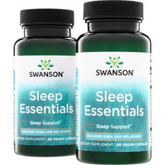 SWC105 | Swanson Sleep Essentials supplement bottles, 60 vegan capsules, includes GABA and melatonin