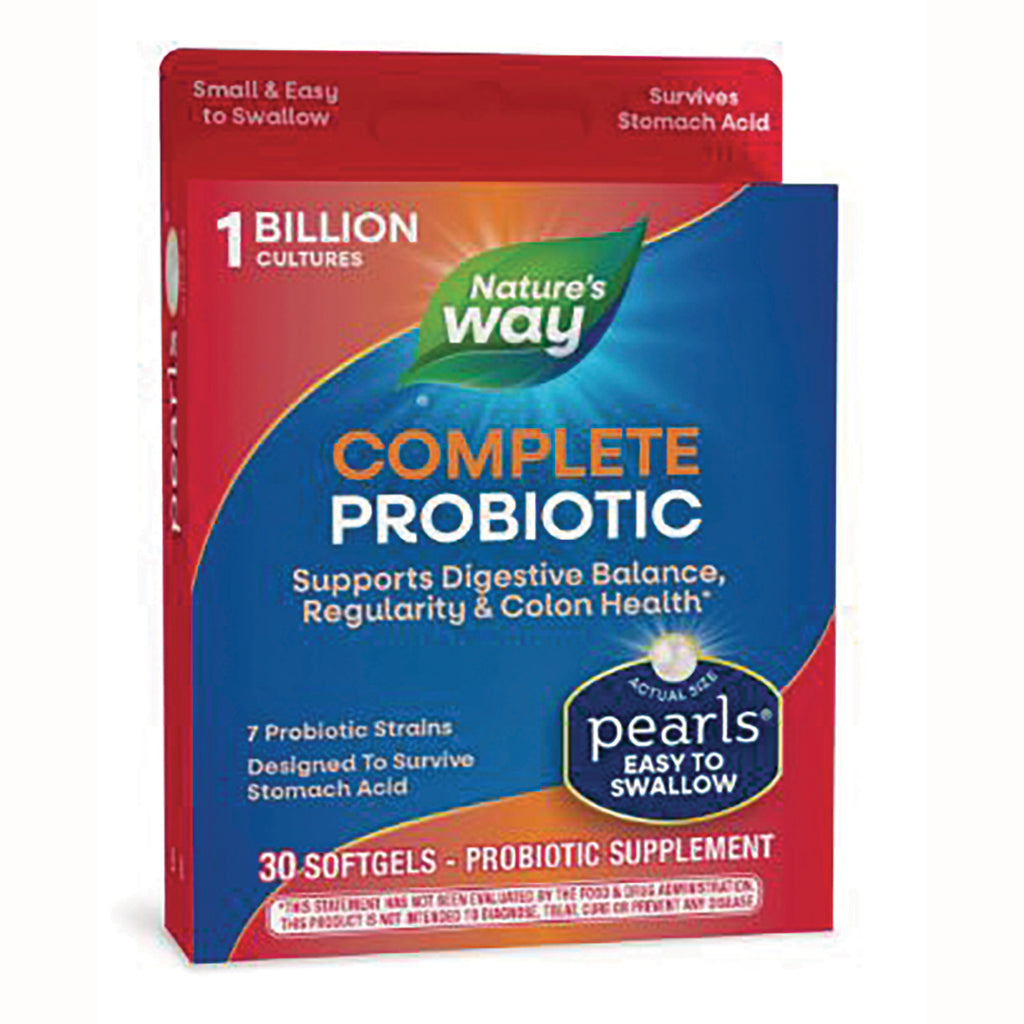 ET347 | Nature's Way Complete Probiotic pearls softgels box, 30 count, blue and red packaging - Thumbnail