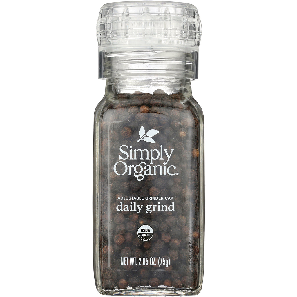 SMP018 | Simply Organic Daily Grind black peppercorns with adjustable grinder cap, 2.65 oz (75 g) - Thumbnail