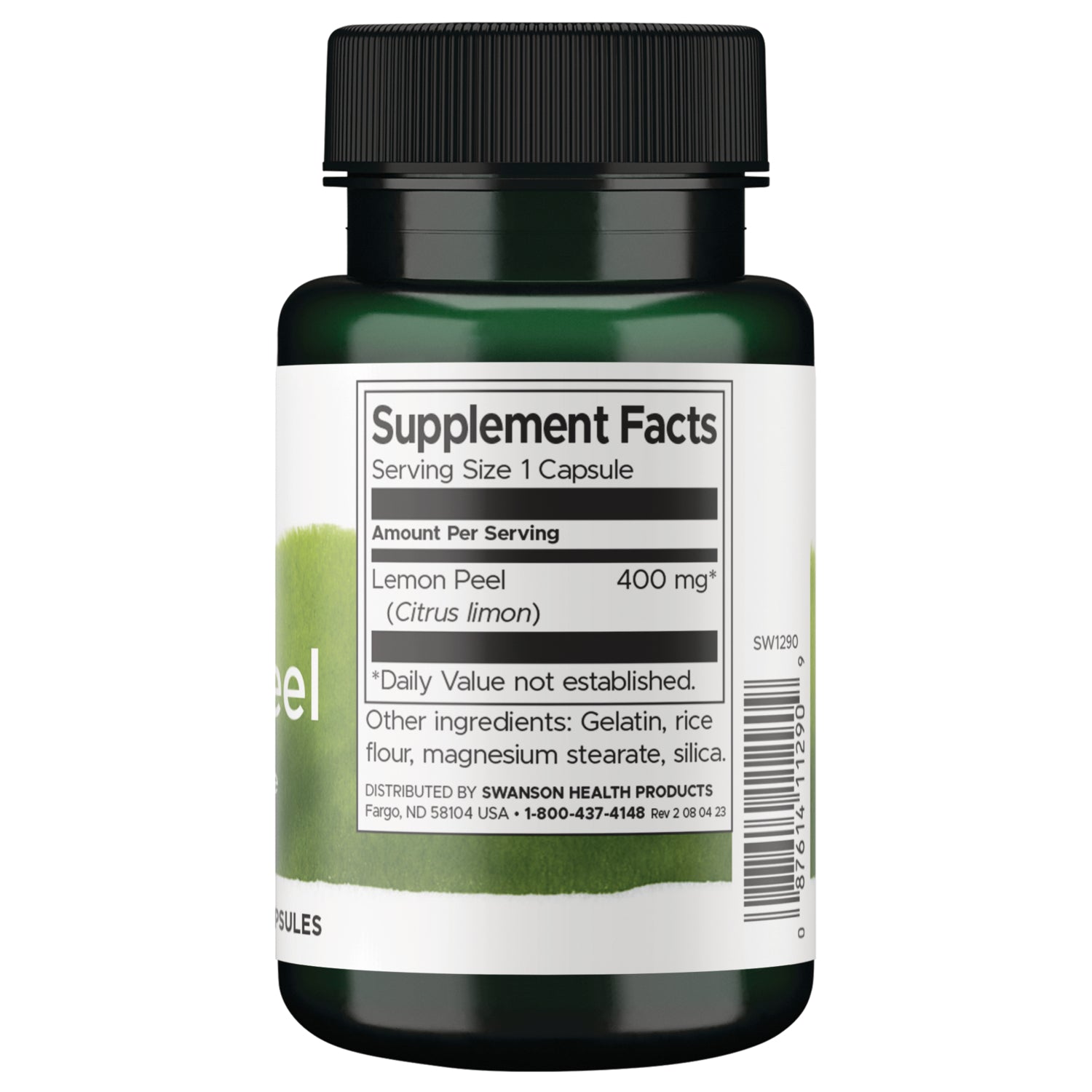 SW1290 | Back label with supplement facts and serving information