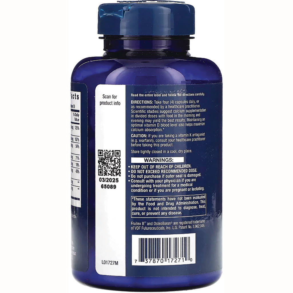 LE289 | Back of blue supplement bottle showing directions, warnings, barcode, and QR code - Thumbnail