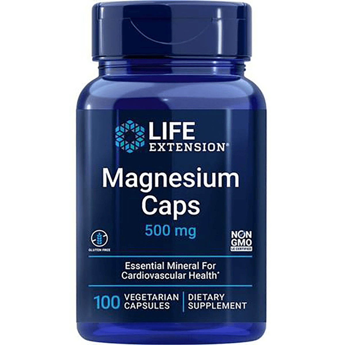 LE578 | Life Extension Magnesium Caps 500 mg, 100 vegetarian capsules front label