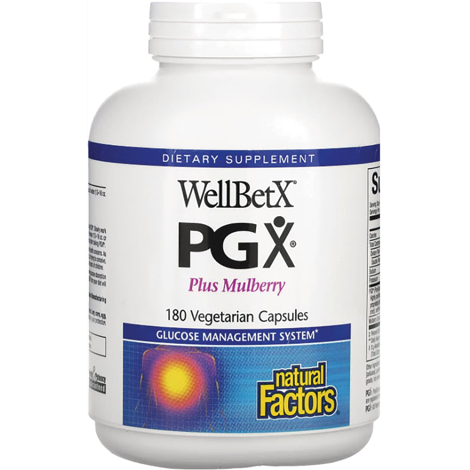 NFC035 | WellBetX PGX Plus Mulberry 180 vegetarian capsules bottle front with Natural Factors label
