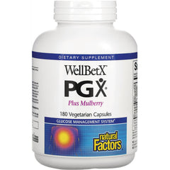 NFC035 | WellBetX PGX Plus Mulberry 180 vegetarian capsules bottle front with Natural Factors label