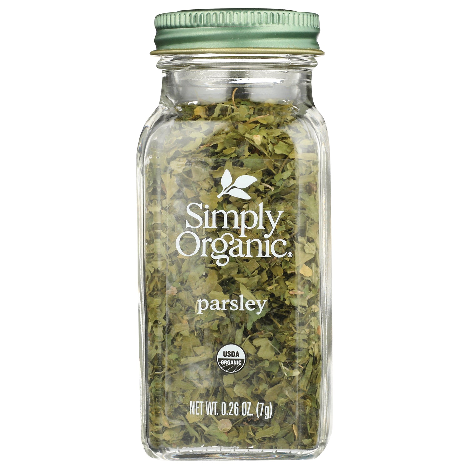 SMP073 | Simply Organic Parsley seasoning jar, USDA Organic, net wt 0.26 oz (7 g)