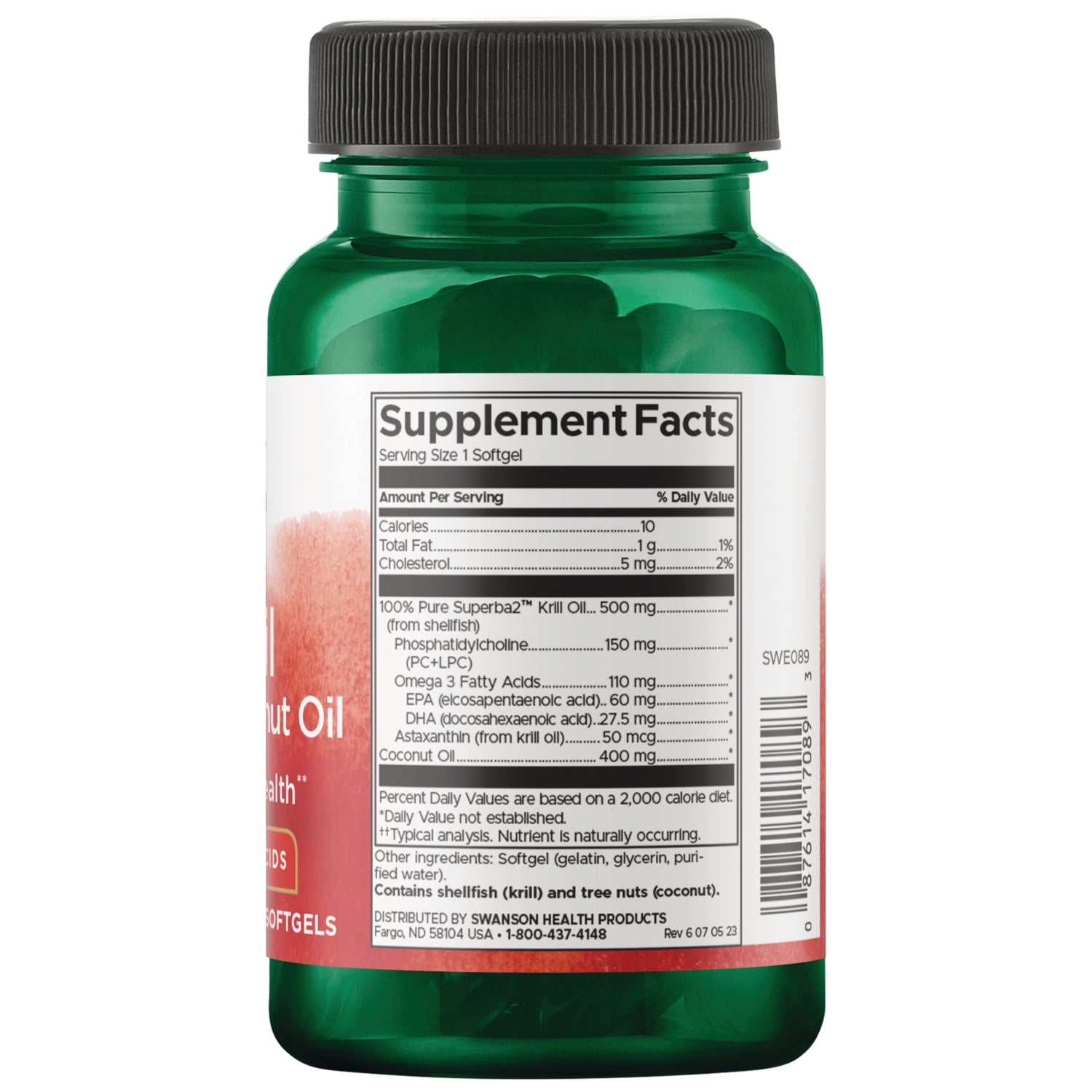 SWE089 | Red softgel capsule with cm and inch rulers for size reference