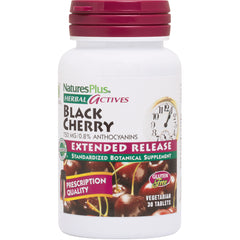 NTP213 | NaturesPlus Herbal Actives Black Cherry extended release supplement bottle showing label, 30 vegetarian tablets