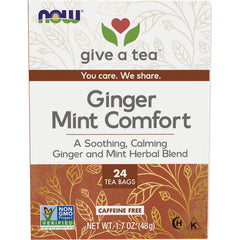 NWF1089 | Give a tea Ginger Mint Comfort herbal tea 24 tea bags caffeine free front packaging
