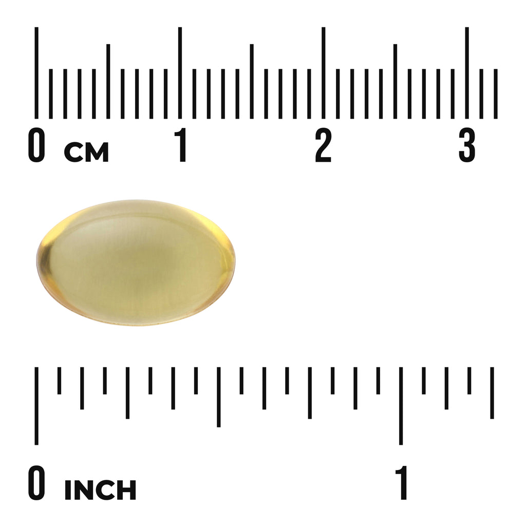 SW332 | Golden softgel with size ruler; labels show 0 CM and 0 INCH - Thumbnail