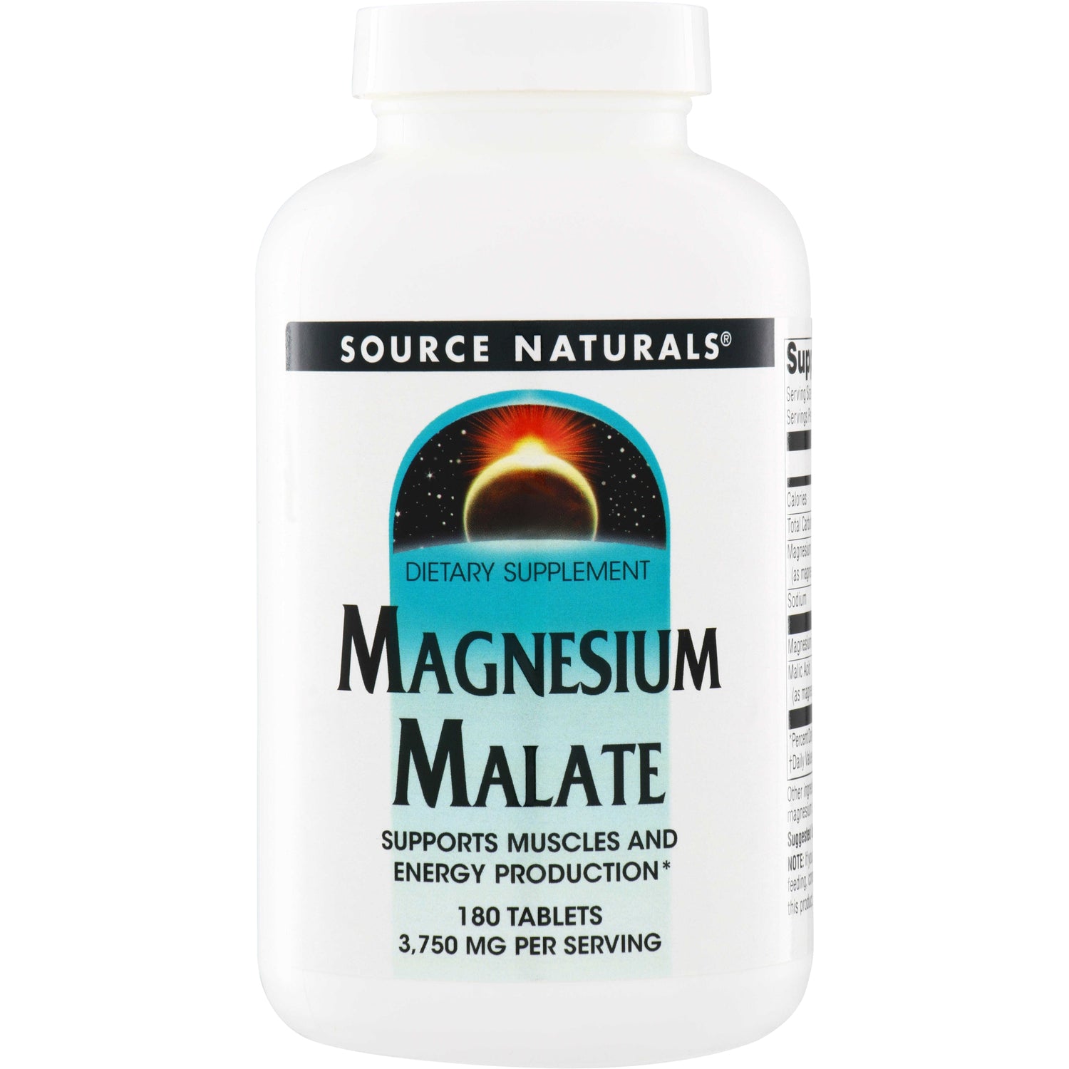 SN120 | Source Naturals Magnesium Malate dietary supplement, 180 tablets