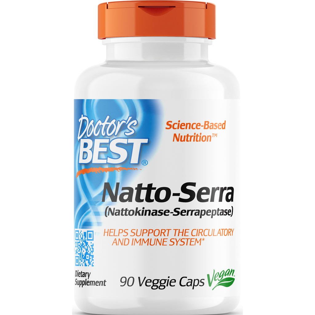 DB228 | Doctor's Best Natto-Serra bottle front label, 90 Veggie Caps, vegan dietary supplement - Thumbnail