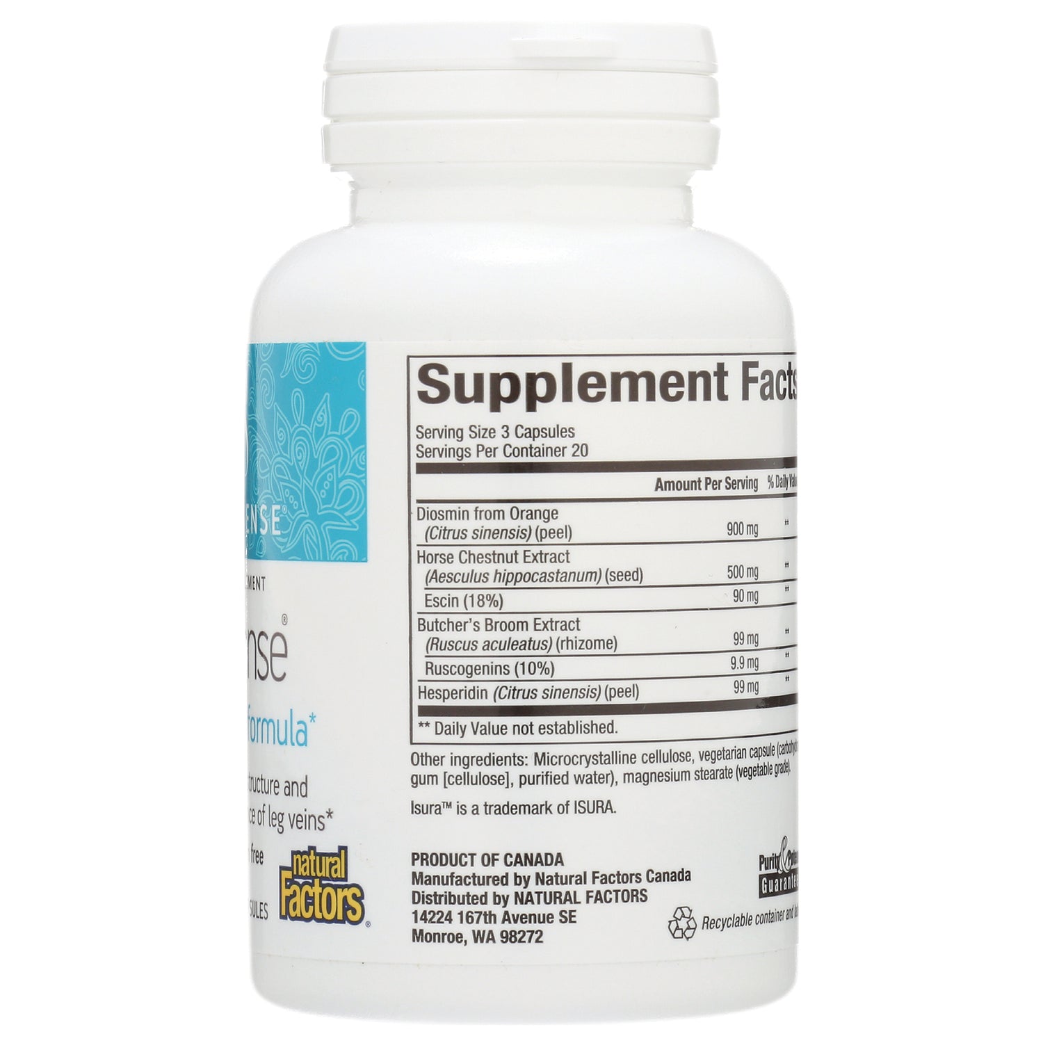 NFC089 | bottle back showing Supplement Facts panel listing ingredients and amounts