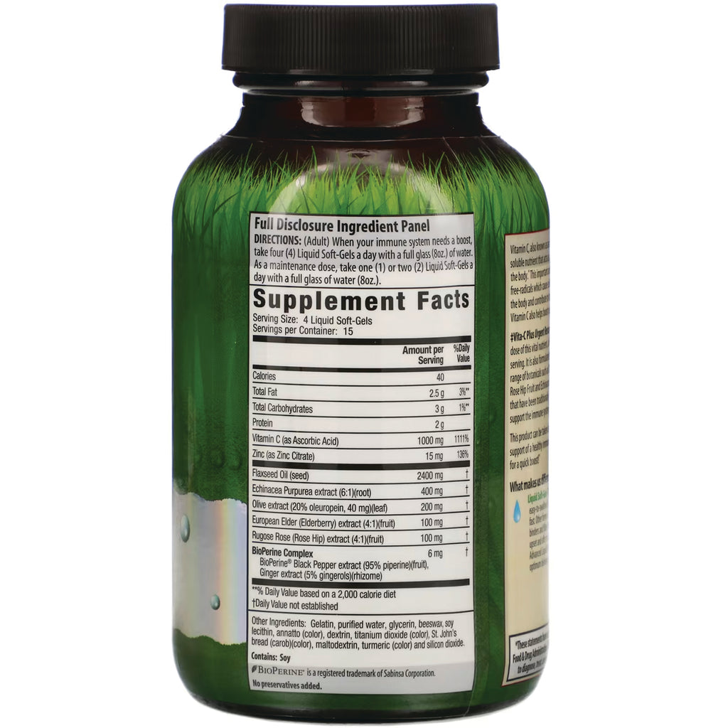 IR192 | Back label showing Supplement Facts and ingredient panel on green supplement bottle - Thumbnail