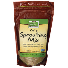 NWF1210 | NOW Real Food Zesty Sprouting Mix pouch, 16 oz (454 g) containing clover, fenugreek and radish seeds