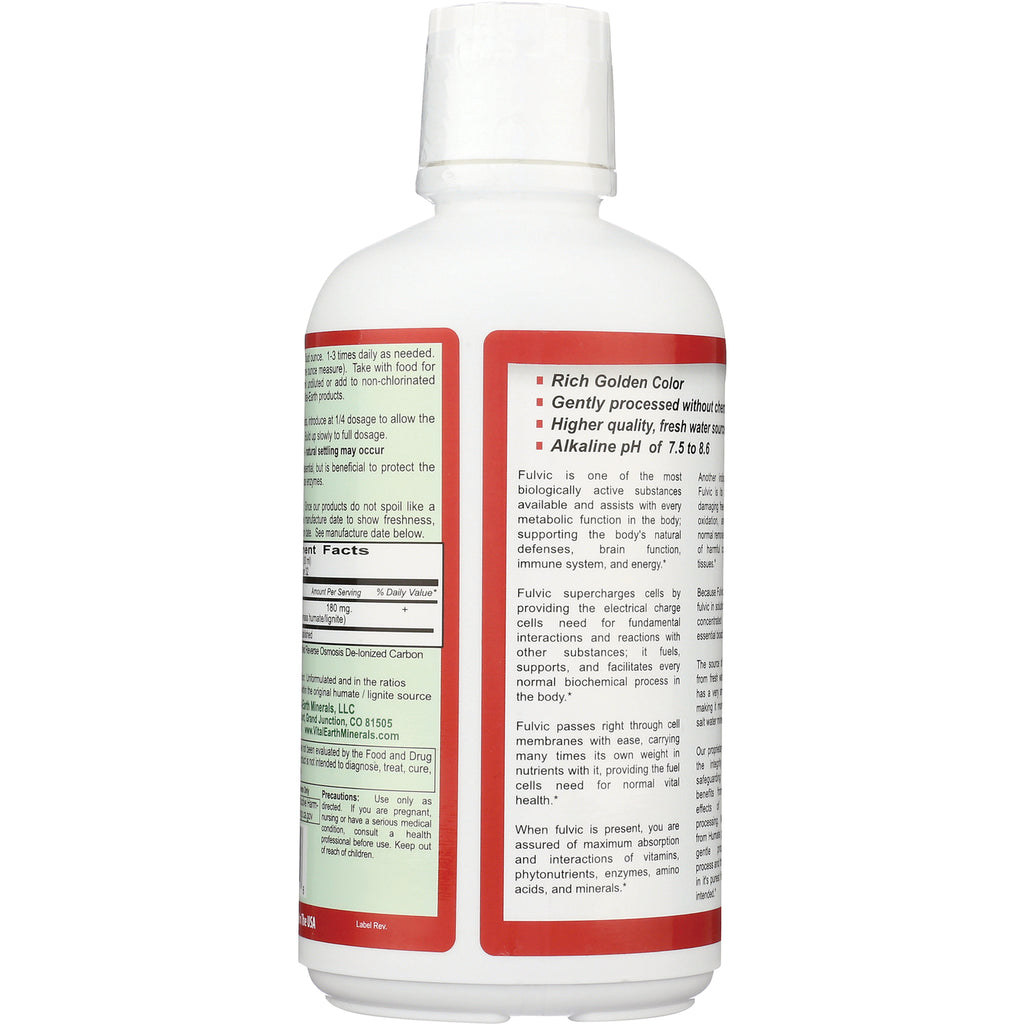 VEM002 | Back label of liquid supplement bottle showing directions, Supplement Facts, and benefits list - Thumbnail