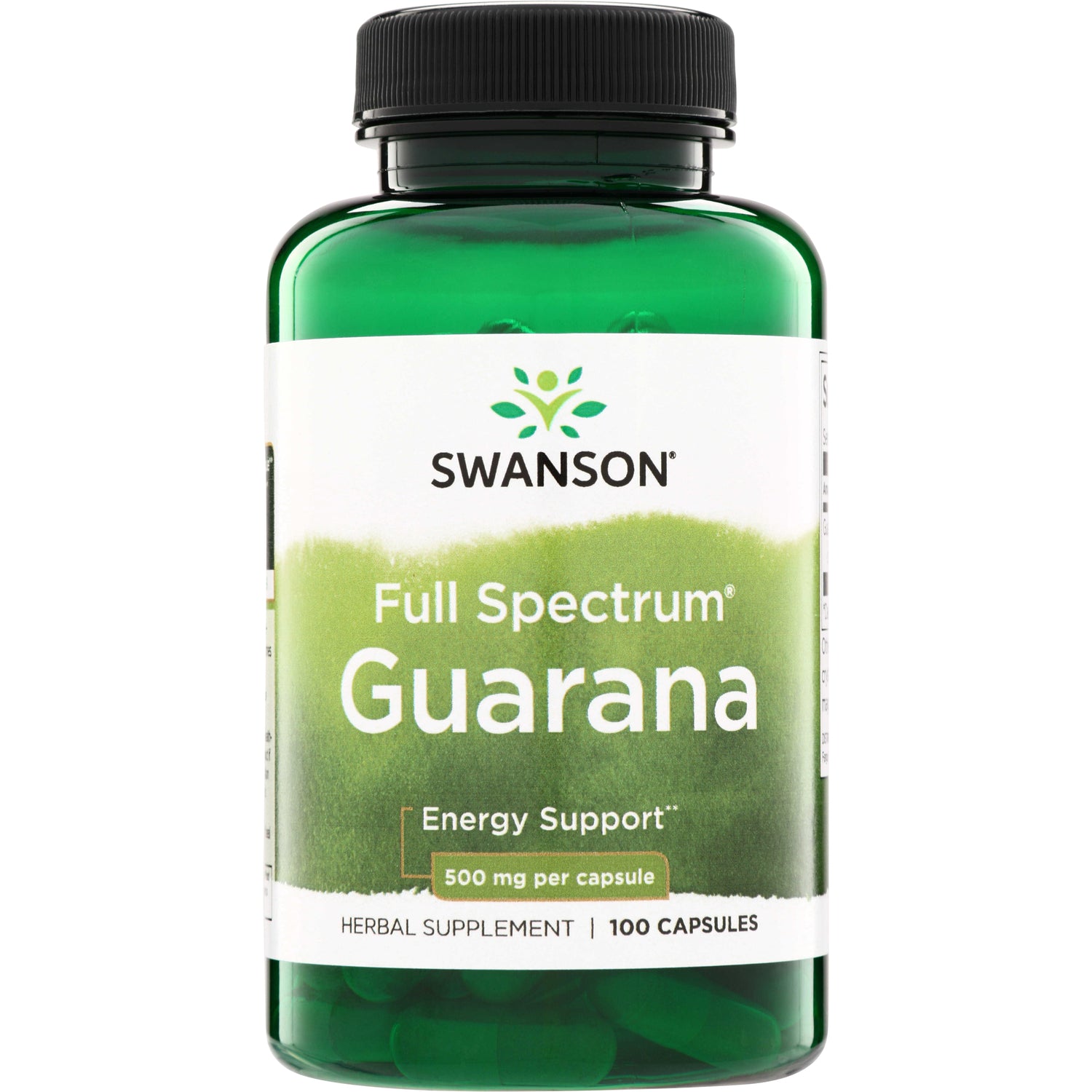 SW978 | Swanson Full Spectrum Guarana herbal supplement, energy support, 500 mg per capsule, 100 capsules