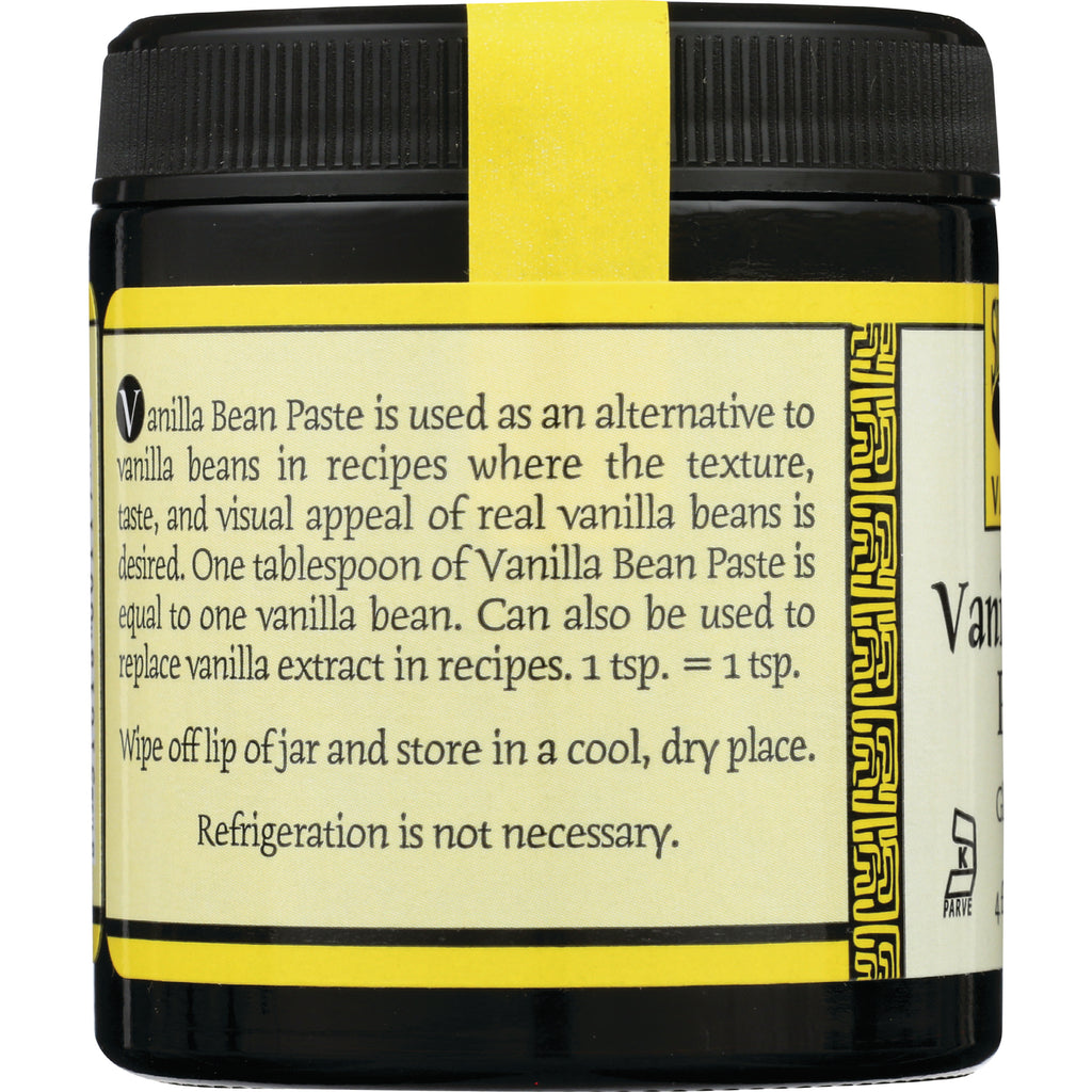 SDV002 | Back label of vanilla bean paste jar showing usage directions and refrigeration is not necessary - Thumbnail
