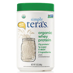 TER011 | Simply Tera's Organic Whey Protein, plain unsweetened, 12 oz canister; 21g protein, 1g sugar