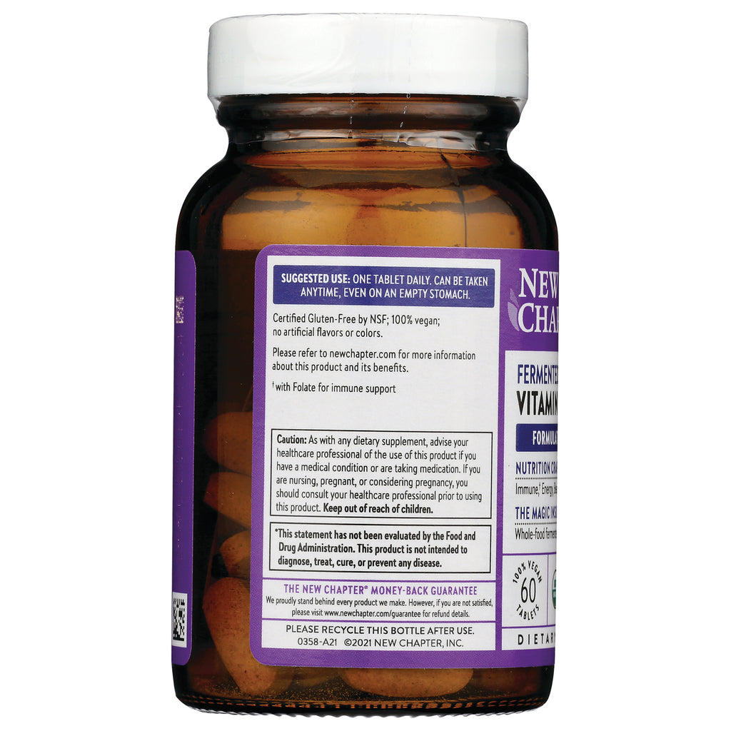 NWC344 | Back label of amber supplement bottle showing suggested use, caution, guarantee text and visible tablets - Thumbnail