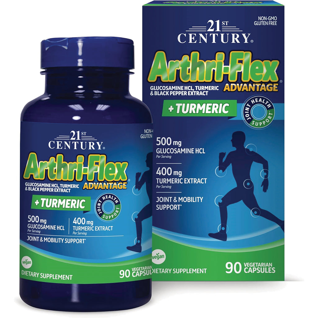 CNT277 | Arthri-Flex Advantage + Turmeric supplement bottle and box, 90 vegetarian capsules, joint support labeling - Thumbnail