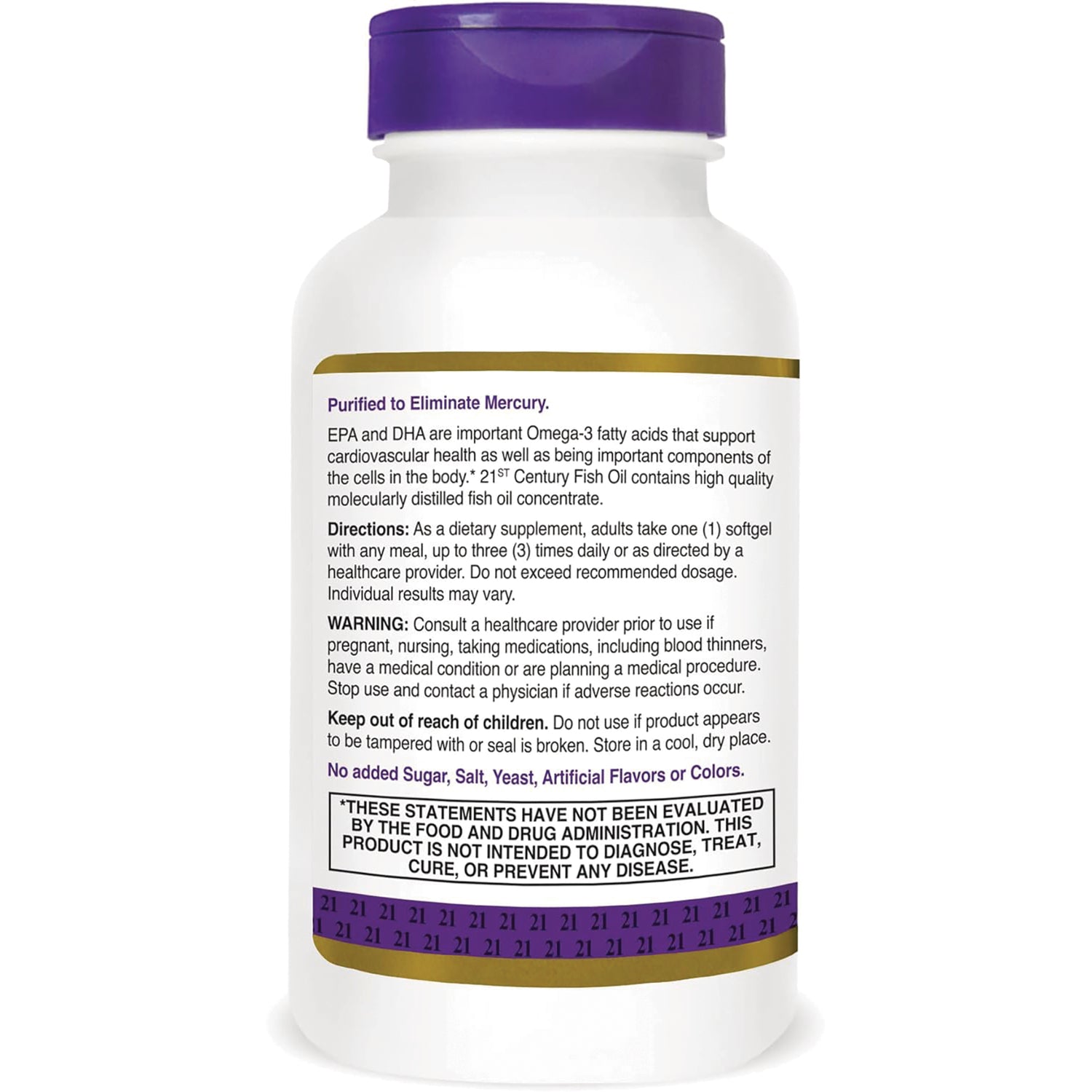 CNT115 | back label of white supplement bottle showing directions, warnings, and product statements