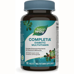 NW840 | Nature's Way COMPLETIA diabetic multivitamin bottle, 90 tablets, front label showing product name and benefits