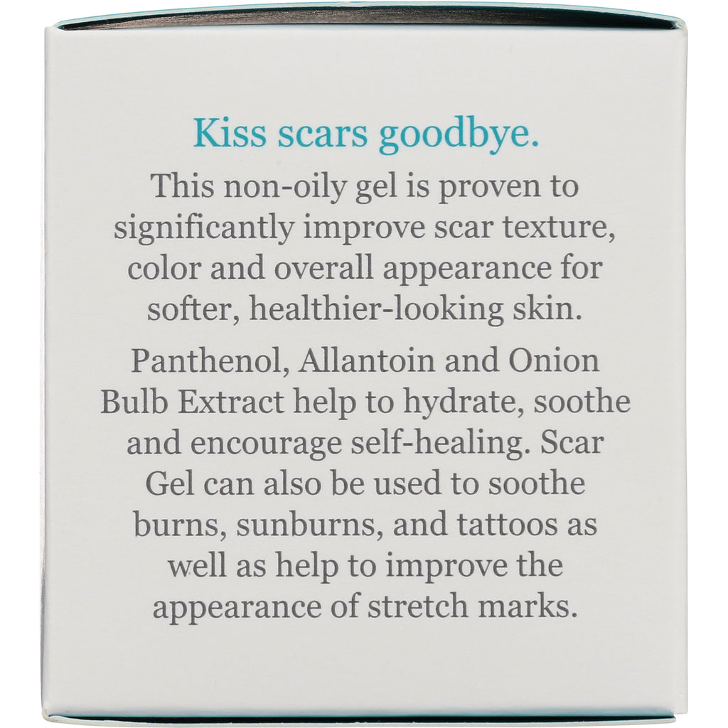 DE002 | Box panel reading Kiss scars goodbye and describing scar gel benefits, ingredients, and uses - Thumbnail
