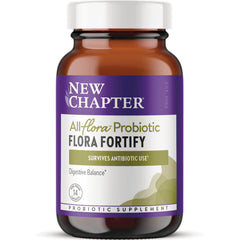 NWC395 | Amber bottle of New Chapter Allflora Probiotic Flora Fortify supplement front label, 14 capsules