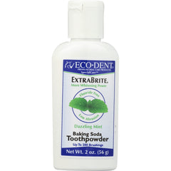 ECD005 | ECODENT ExtraBrite baking soda toothpowder, Dazzling Mint, 2 oz white bottle