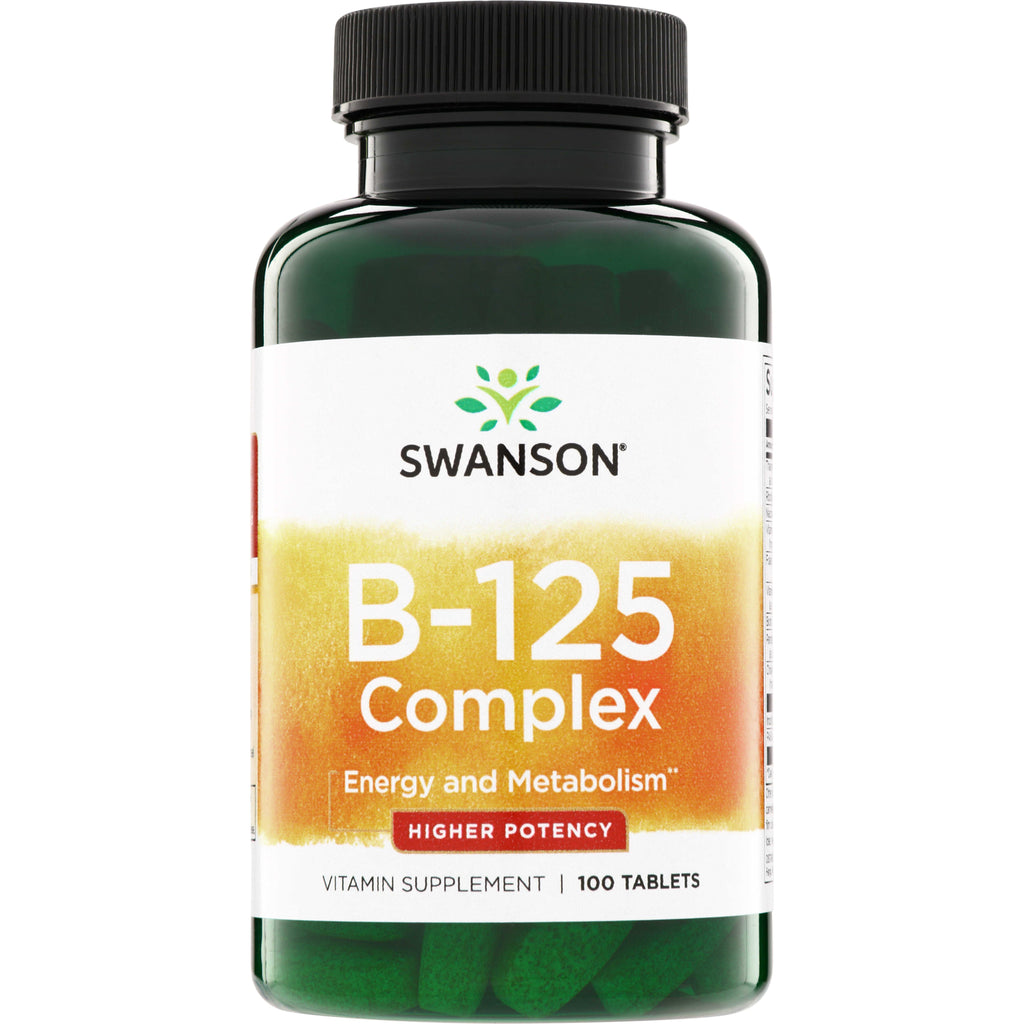 SW1688 | Swanson B-125 Complex Higher Potency vitamin supplement, Energy and Metabolism, 100 tablets - Thumbnail