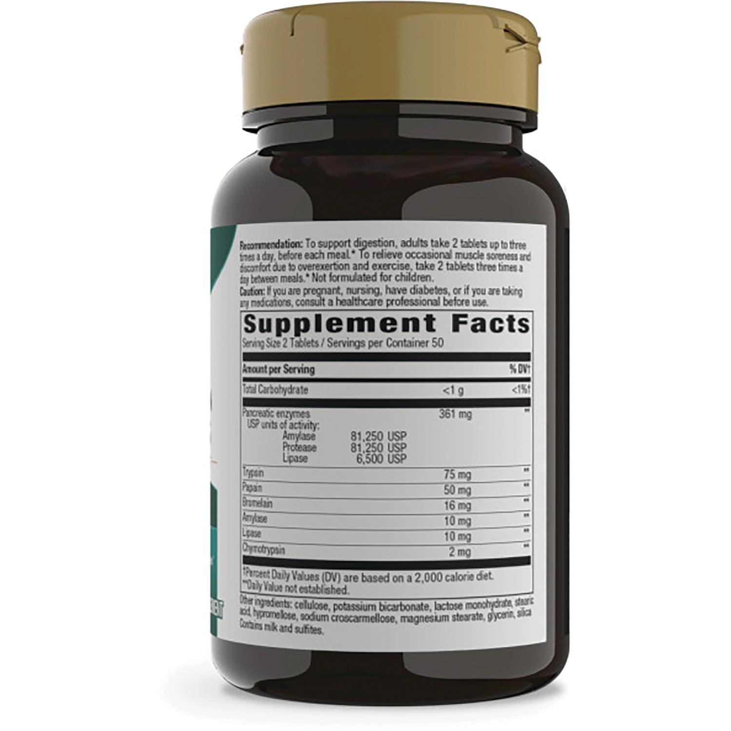 ET375 | back of brown supplement bottle showing Supplement Facts label and ingredient list