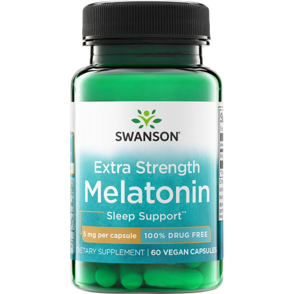 SW1811 | Swanson Extra Strength Melatonin, Sleep Support, 5 mg per capsule, 60 capsules - Thumbnail