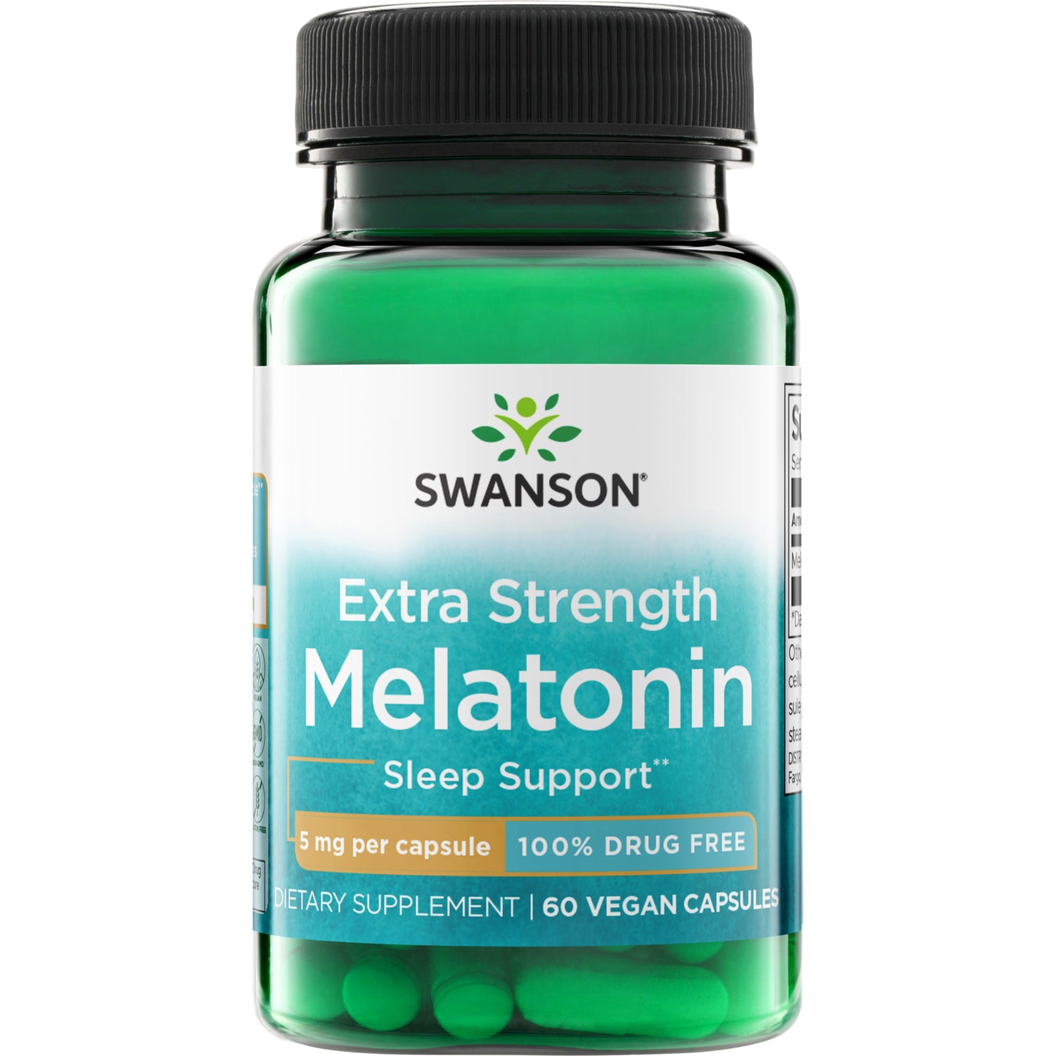SW1811 | Swanson Extra Strength Melatonin, Sleep Support, 5 mg per capsule, 60 capsules
