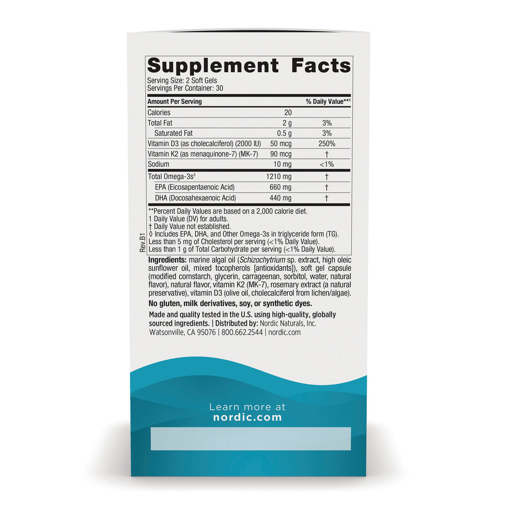 NRN140 | Back of supplement box showing Supplement Facts panel, ingredients list, and learn more at nordic.com - Thumbnail