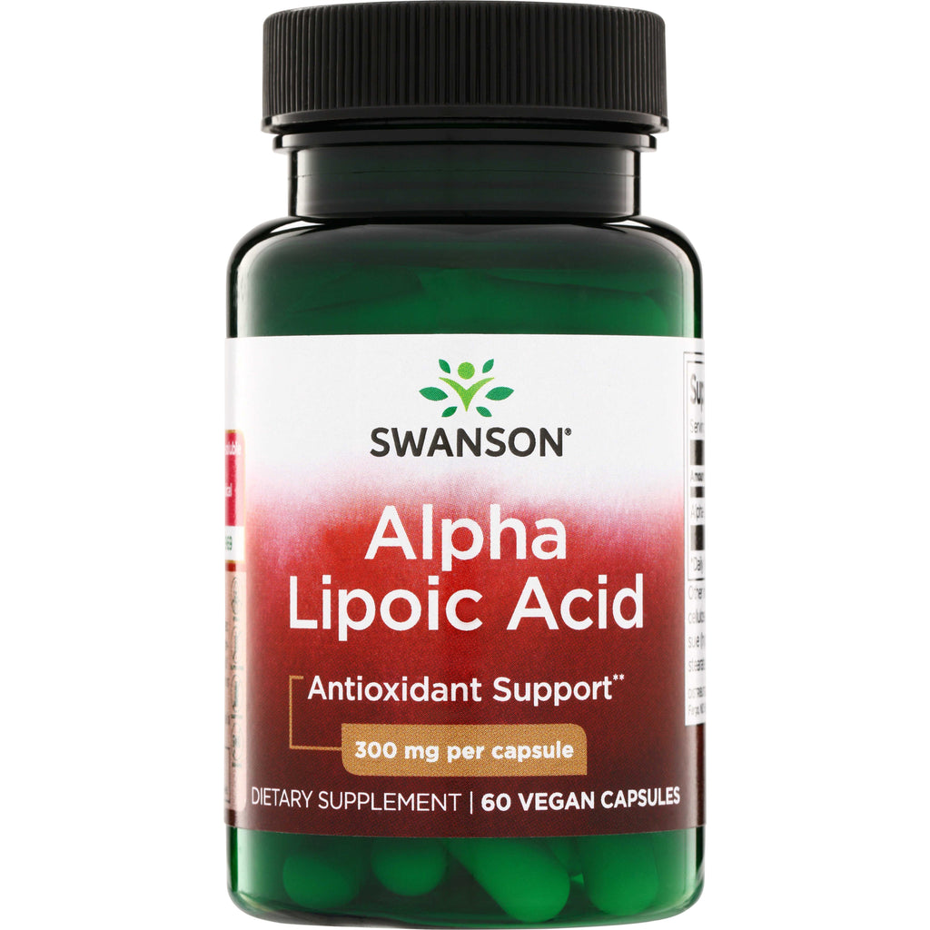 SWU136 | Swanson Alpha Lipoic Acid supplement bottle, Antioxidant Support, 300 mg per capsule, 60 vegan capsules - Thumbnail
