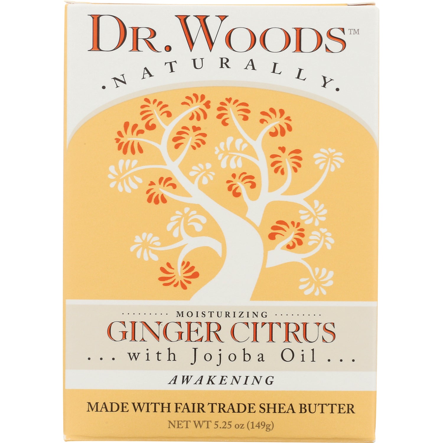 DRW017 | Dr. Woods Ginger Citrus moisturizing soap packaging with jojoba oil and fair trade shea butter