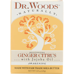 DRW017 | Dr. Woods Ginger Citrus moisturizing soap packaging with jojoba oil and fair trade shea butter