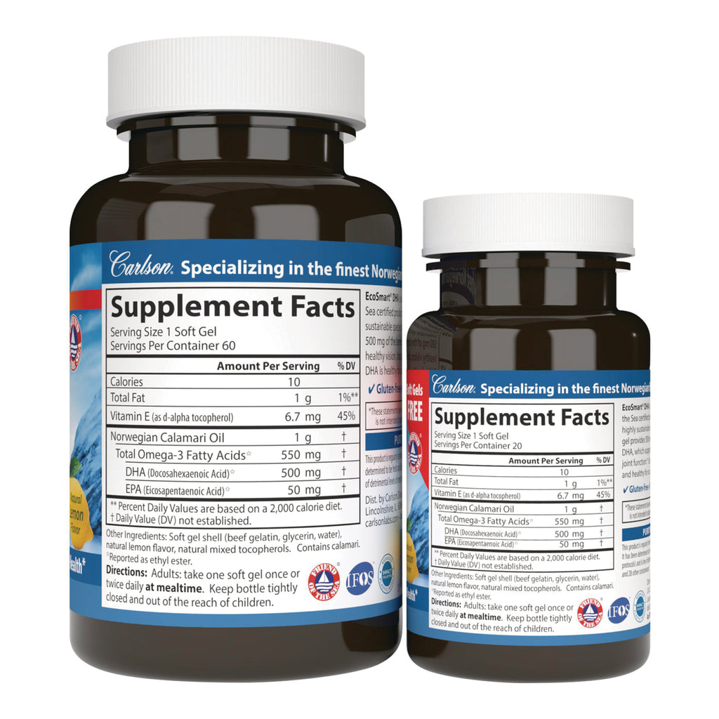 CSN201 | Two supplement bottles showing Supplement Facts panels with nutrition facts and directions - Thumbnail