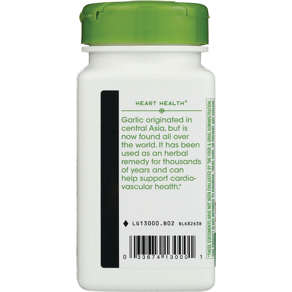 NW935 | back label of white supplement bottle with green cap reading HEART HEALTH and garlic description with barcode - Thumbnail