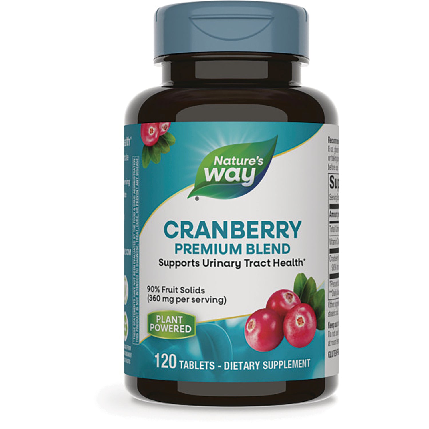 NW725 | Nature's Way Cranberry Premium Blend bottle, 120 tablets dietary supplement, front label
