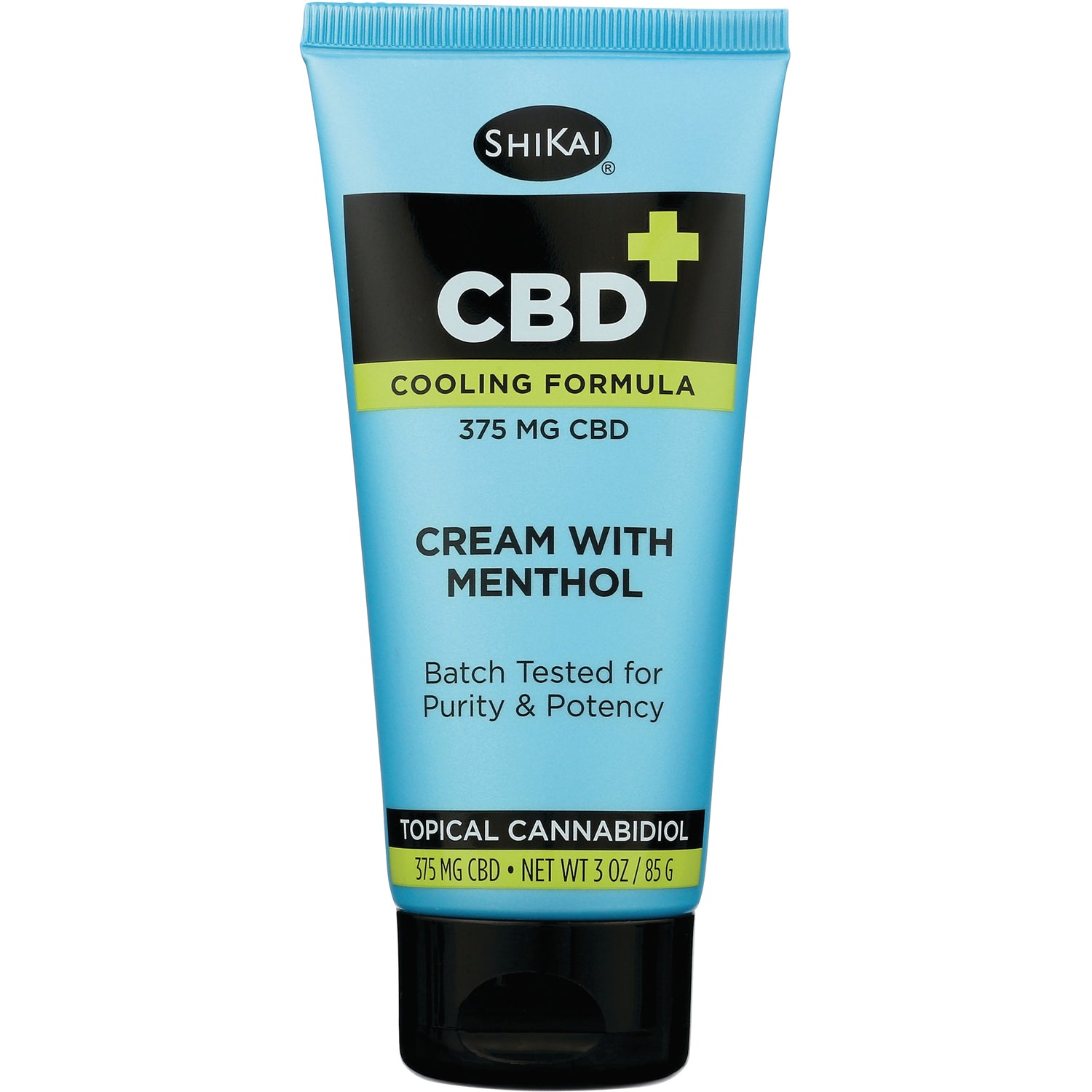 SHK062 | SHIKAI blue tube of CBD cooling cream with menthol labeled 375 MG CBD